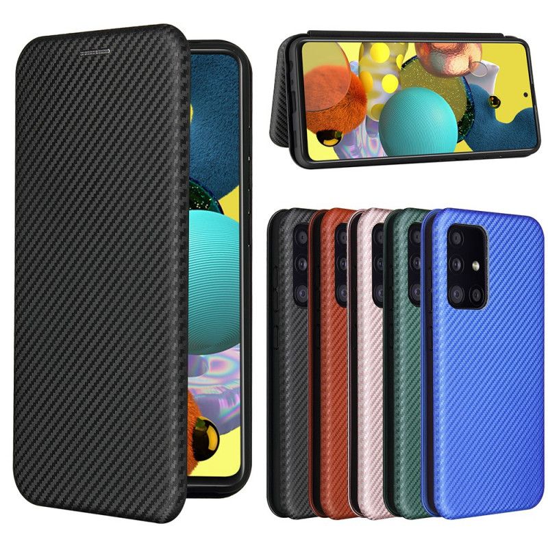 Flip Case Für Samsung Galaxy A52 4G / A52 5G Schwarz Kohlefaser