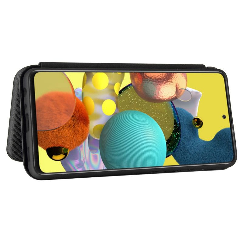 Flip Case Für Samsung Galaxy A52 4G / A52 5G Schwarz Kohlefaser