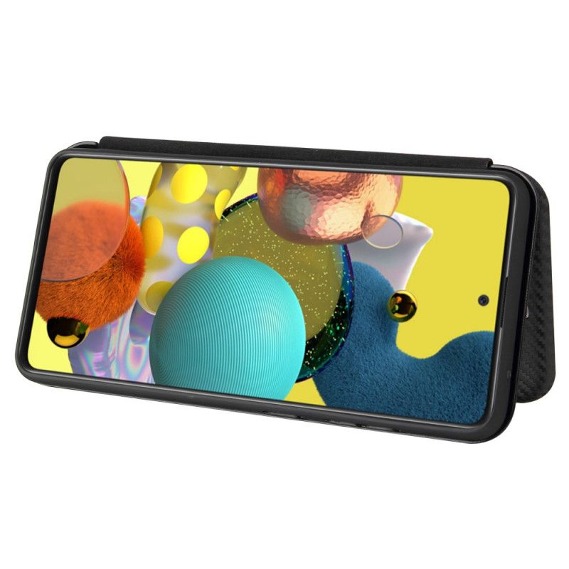 Flip Case Für Samsung Galaxy A52 4G / A52 5G Schwarz Kohlefaser