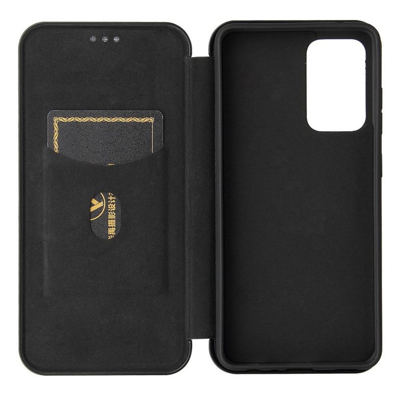 Flip Case Für Samsung Galaxy A52 4G / A52 5G Schwarz Kohlefaser