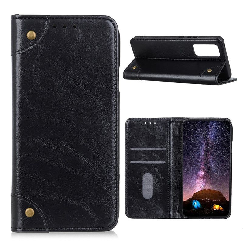 Flip Case Für Samsung Galaxy A52 4G / A52 5G Schwarz Nappalederstil