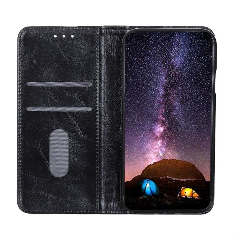 Flip Case Für Samsung Galaxy A52 4G / A52 5G Schwarz Nappalederstil