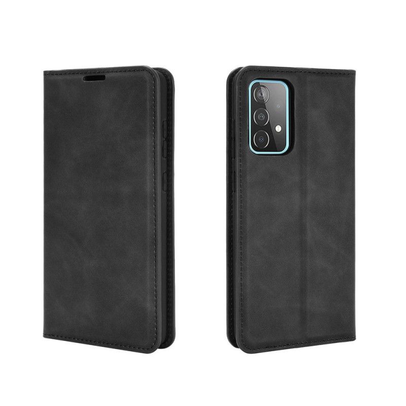 Flip Case Für Samsung Galaxy A52 4G / A52 5G Schwarz Weicher Ledereffekt