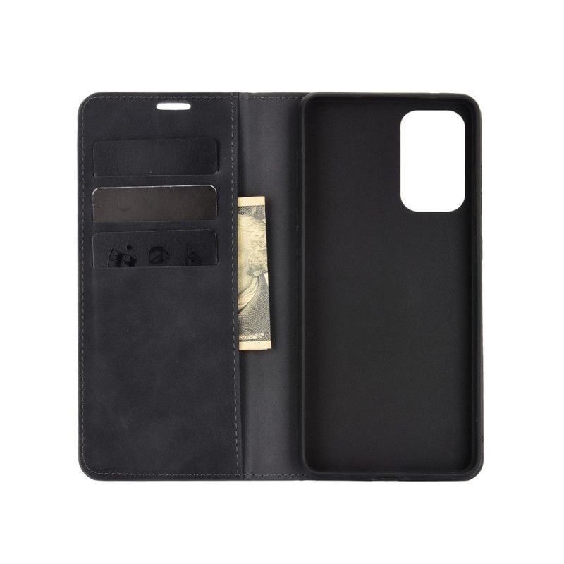 Flip Case Für Samsung Galaxy A52 4G / A52 5G Schwarz Weicher Ledereffekt