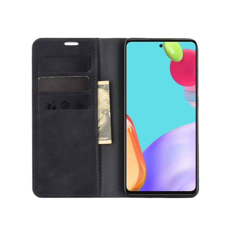 Flip Case Für Samsung Galaxy A52 4G / A52 5G Schwarz Weicher Ledereffekt