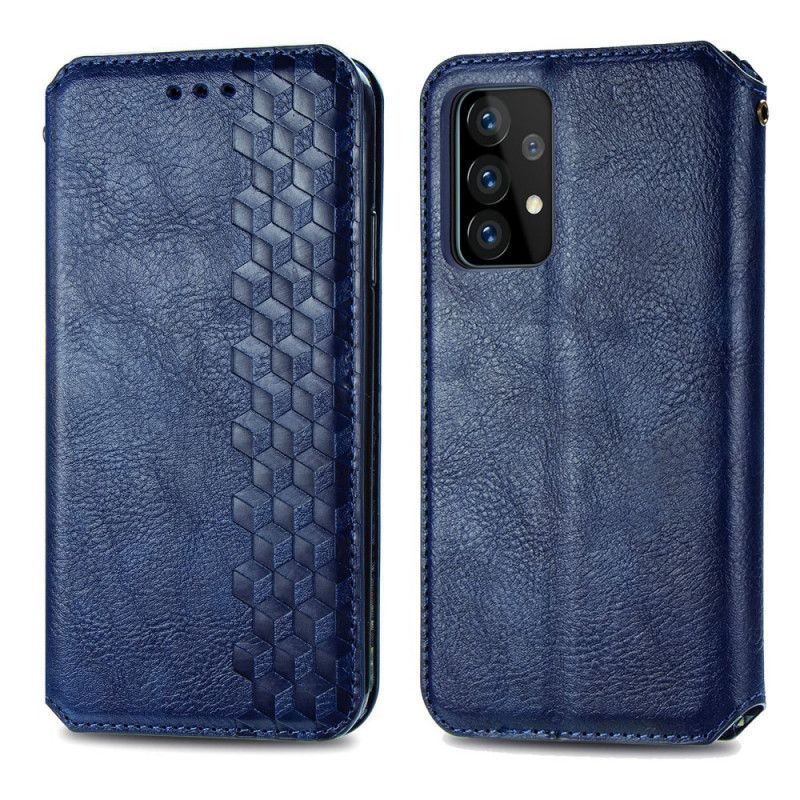 Flip Case Samsung Galaxy A52 4G / A52 5G Schwarz Handyhülle Ledereffekt Mit Diamanttextur