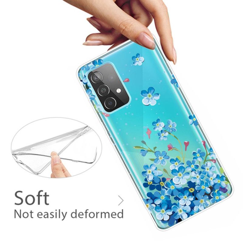 Hülle Samsung Galaxy A52 4G / A52 5G Blaue Blüten