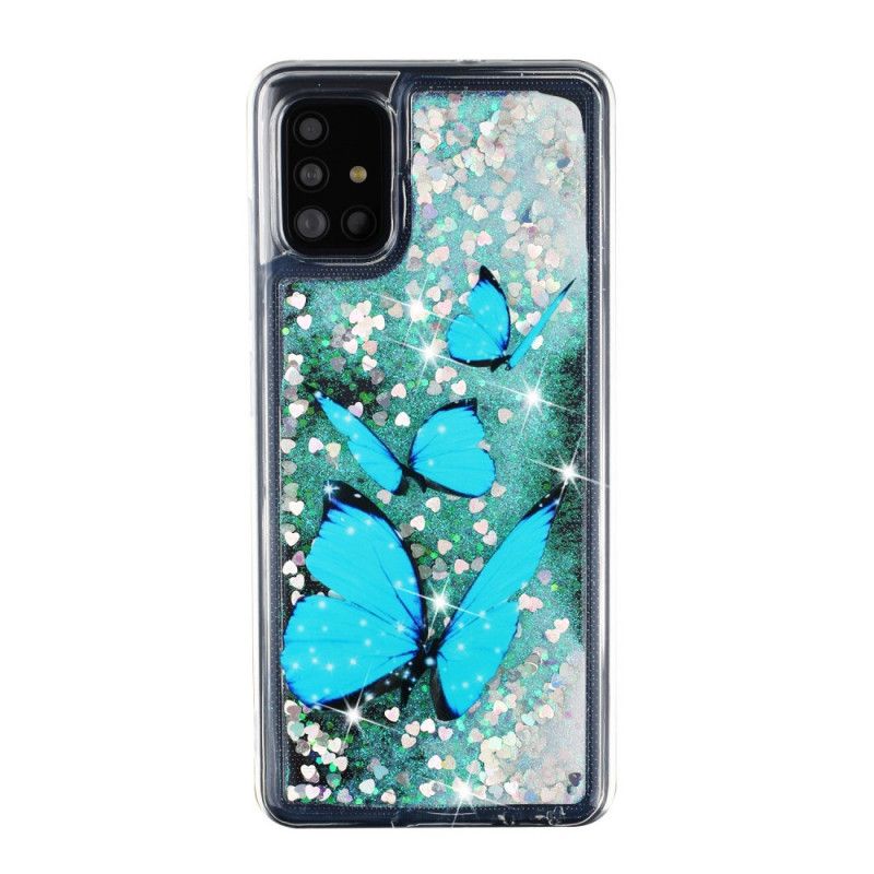 Hülle Samsung Galaxy A52 4G / A52 5G Glitzernde Fliegende Schmetterlinge