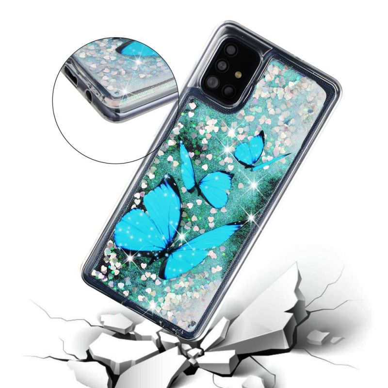 Hülle Samsung Galaxy A52 4G / A52 5G Glitzernde Fliegende Schmetterlinge