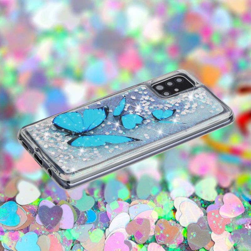 Hülle Samsung Galaxy A52 4G / A52 5G Glitzernde Fliegende Schmetterlinge