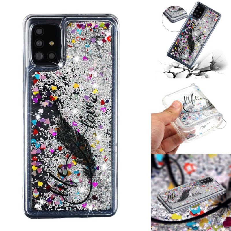 Hülle Samsung Galaxy A52 4G / A52 5G Handyhülle Leben & Liebe Glitzern