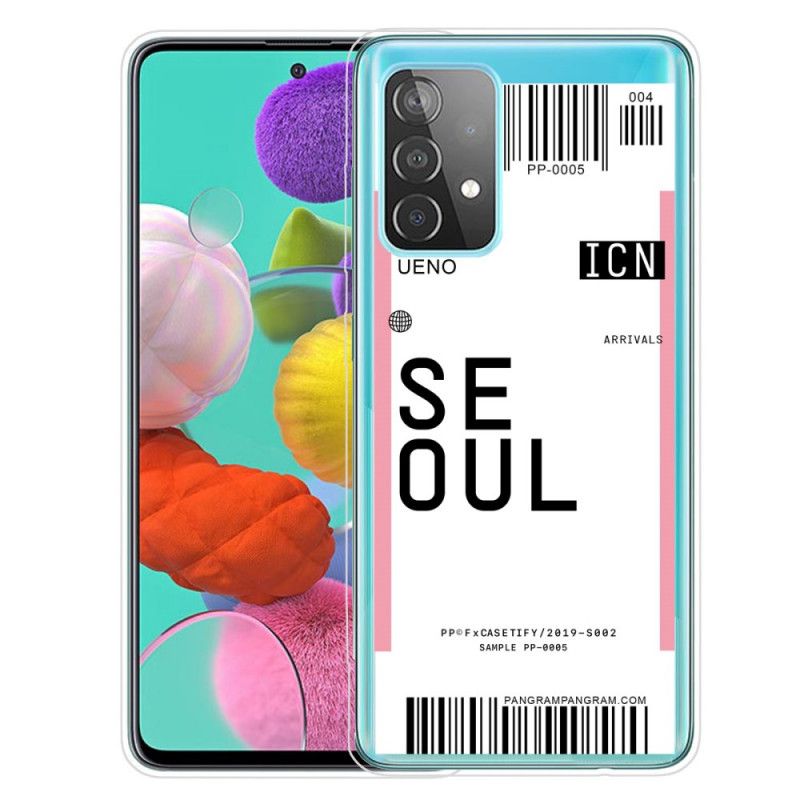 Hülle Samsung Galaxy A52 4G / A52 5G Magenta Handyhülle Bordkarte Nach Seoul