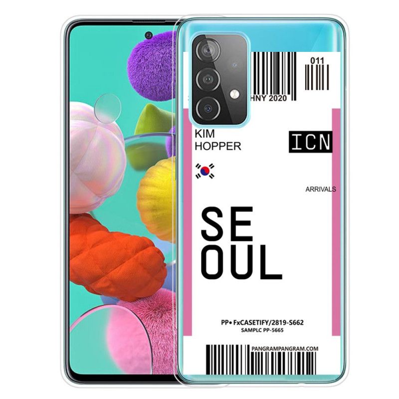 Hülle Samsung Galaxy A52 4G / A52 5G Magenta Handyhülle Bordkarte Nach Seoul