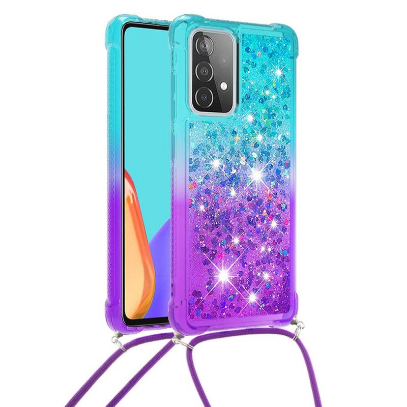 Hülle Samsung Galaxy A52 4G / A52 5G Magenta Handyhülle Silikonglitter Und Schnur