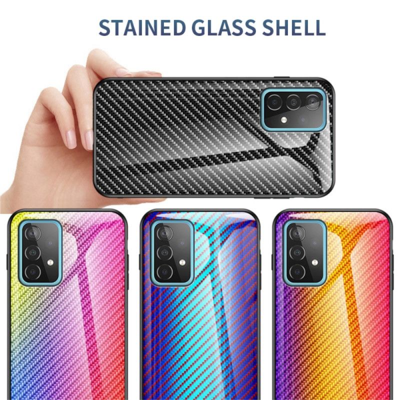 Hülle Samsung Galaxy A52 4G / A52 5G Schwarz Gehärtetes Kohlefaserglas