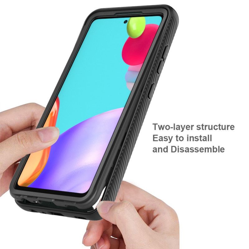 Hülle Samsung Galaxy A52 4G / A52 5G Schwarz Hybrid-Silikonfelgen-Design