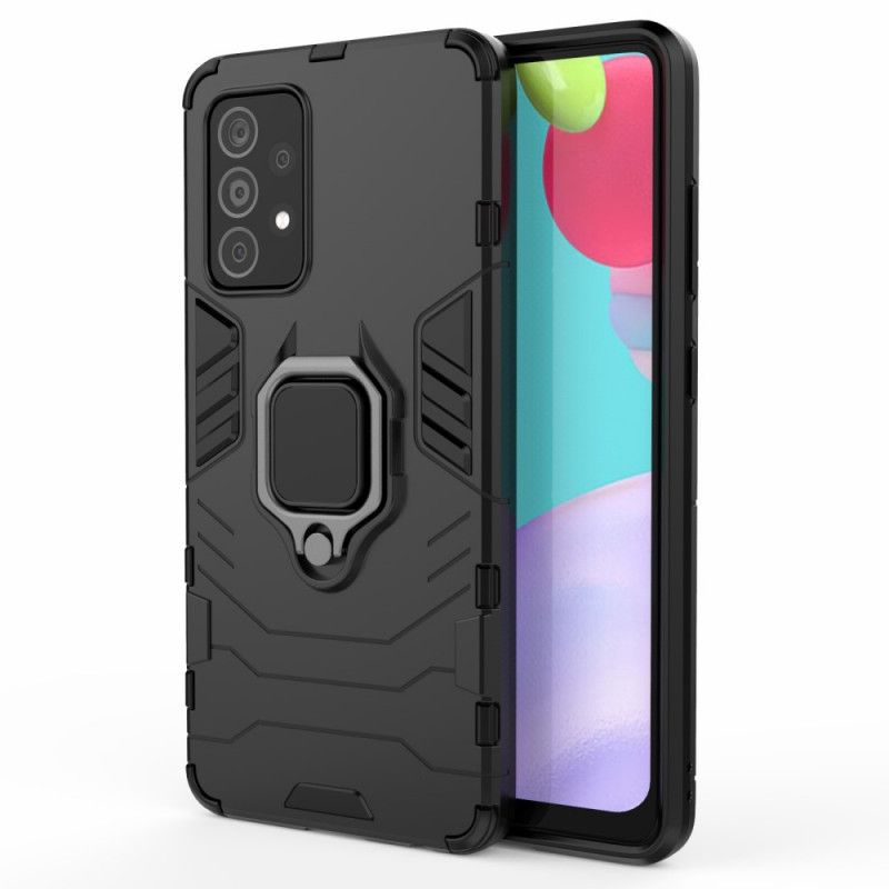 Hülle Samsung Galaxy A52 4G / A52 5G Schwarz Widerstandsfähiger Ring