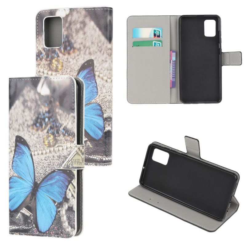 Lederhüllen Für Samsung Galaxy A52 4G / A52 5G Blauer Schmetterling