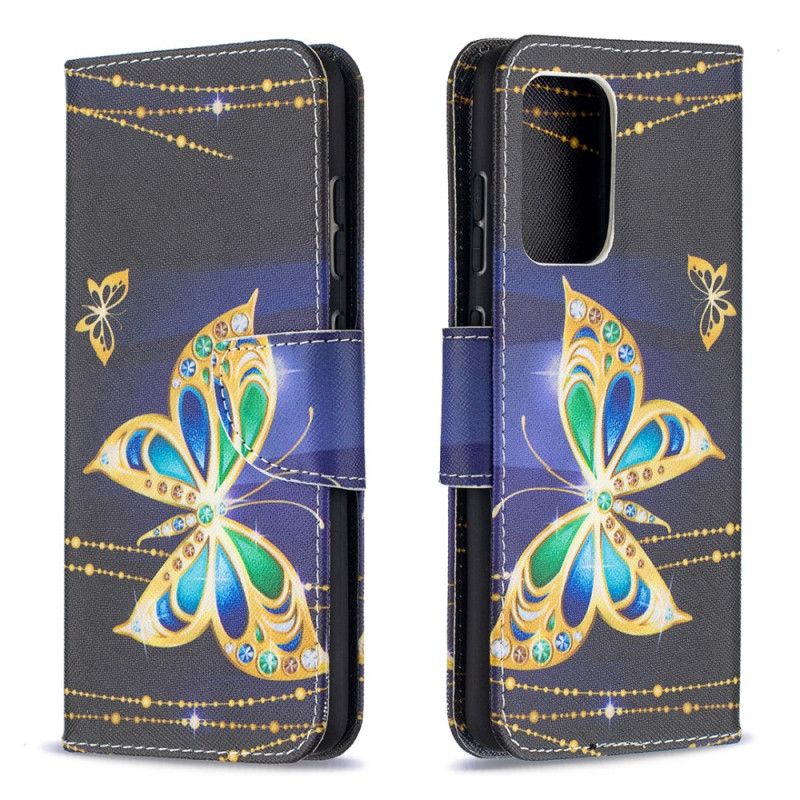 Lederhüllen Samsung Galaxy A52 4G / A52 5G Goldene Schmetterlinge