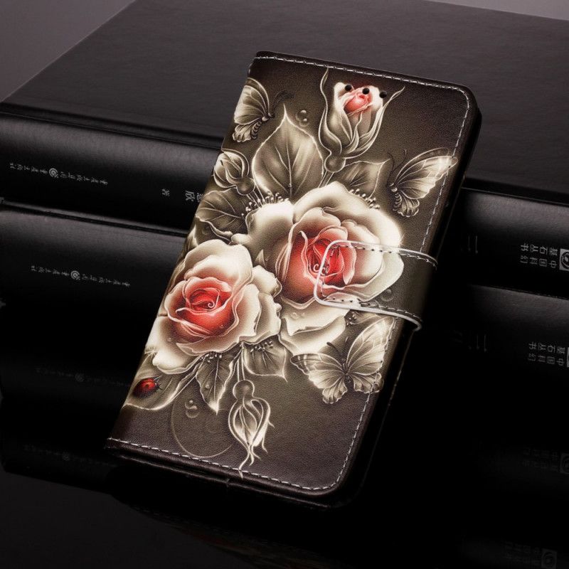 Lederhüllen Samsung Galaxy A52 4G / A52 5G Handyhülle Goldene Rosen