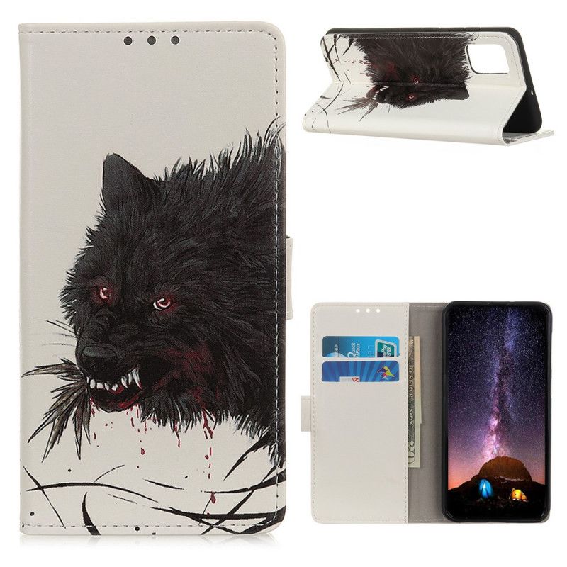 Lederhüllen Samsung Galaxy A52 4G / A52 5G Handyhülle Hungriger Wolf