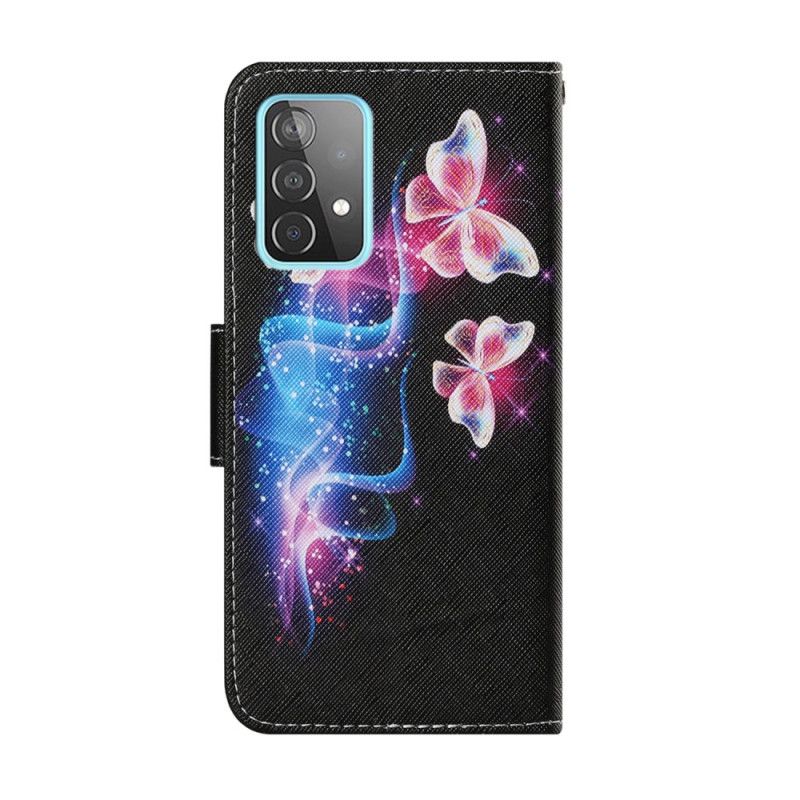 Lederhüllen Samsung Galaxy A52 4G / A52 5G Magenta Magische Schmetterlinge