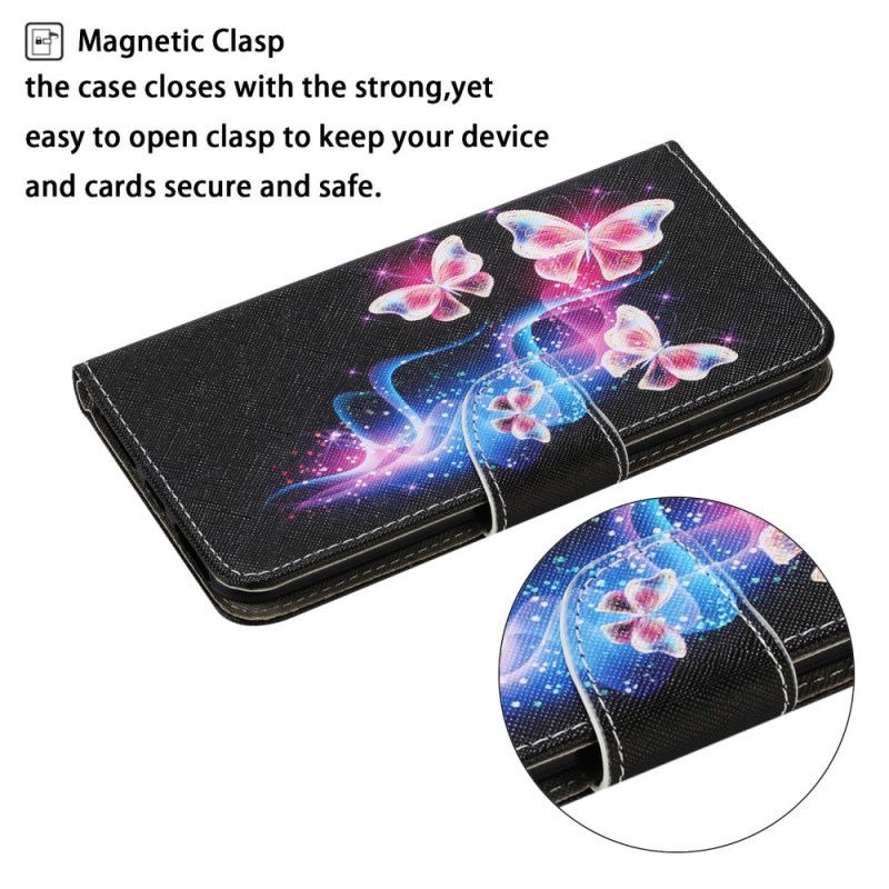 Lederhüllen Samsung Galaxy A52 4G / A52 5G Magenta Magische Schmetterlinge