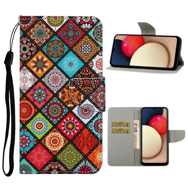 Lederhüllen Samsung Galaxy A52 4G / A52 5G Patchwork-Mandalas Mit Tanga