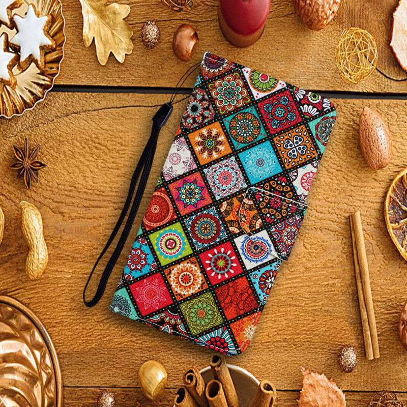 Lederhüllen Samsung Galaxy A52 4G / A52 5G Patchwork-Mandalas Mit Tanga