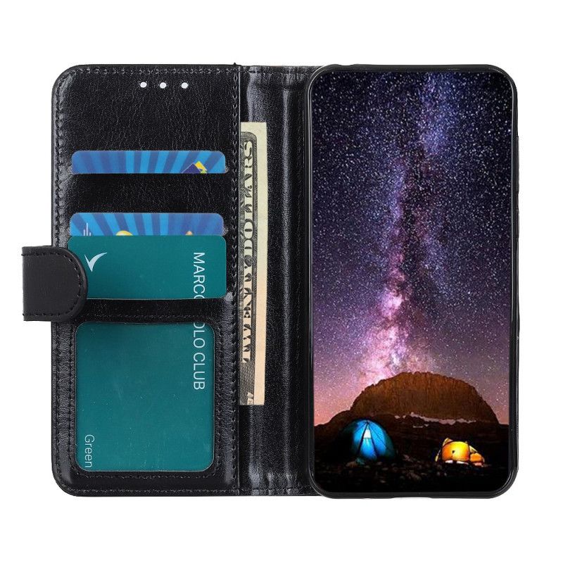 Lederhüllen Samsung Galaxy A52 4G / A52 5G Schwarz Glänzendes Kunstleder