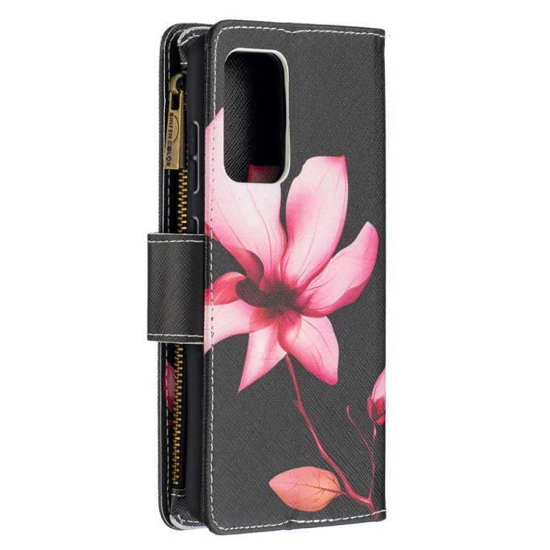 Lederhüllen Samsung Galaxy A52 4G / A52 5G Schwarz Handyhülle Blumentasche Mit Reißverschluss