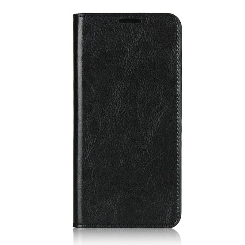 Flip Case Für Xiaomi Poco F2 Pro Schwarz Echtes Leder