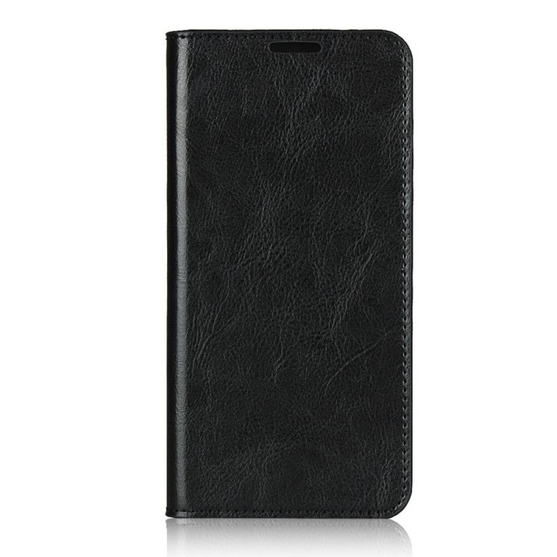 Flip Case Für Xiaomi Poco F2 Pro Schwarz Echtes Leder