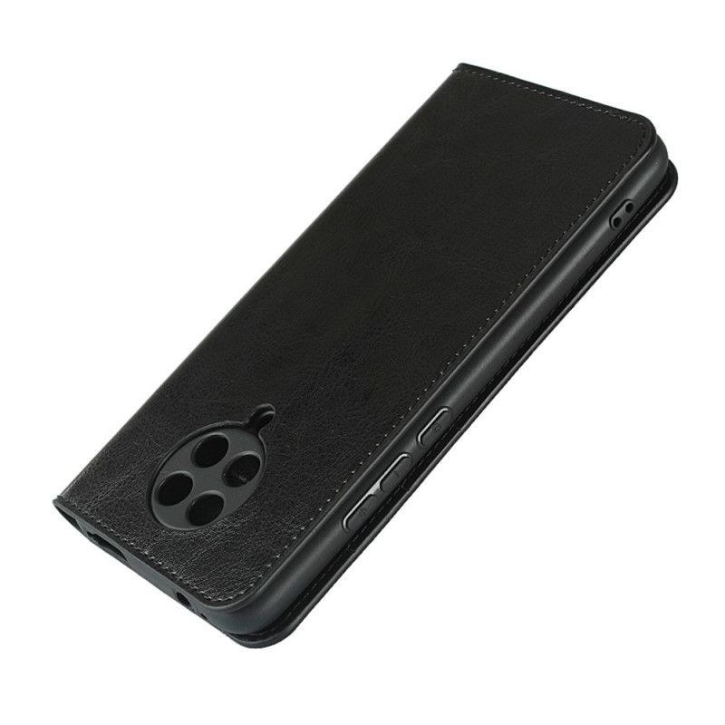 Flip Case Für Xiaomi Poco F2 Pro Schwarz Echtes Leder