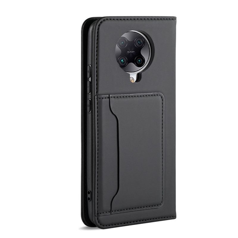 Flip Case Für Xiaomi Poco F2 Pro Schwarz Inhaber Einer Unterstützungskarte