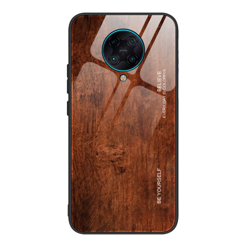 Hülle Für Xiaomi Poco F2 Pro Schwarz Gehärtetes Holzdesign