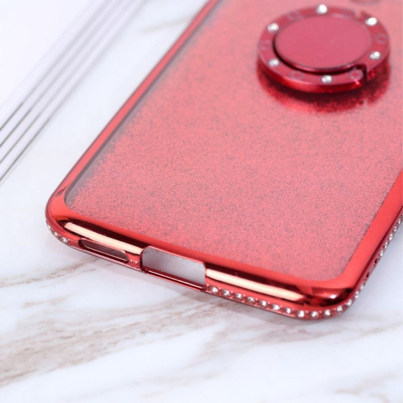 Hülle Xiaomi Poco F2 Pro Rot Pailletten Und Ringträgerdiamanten