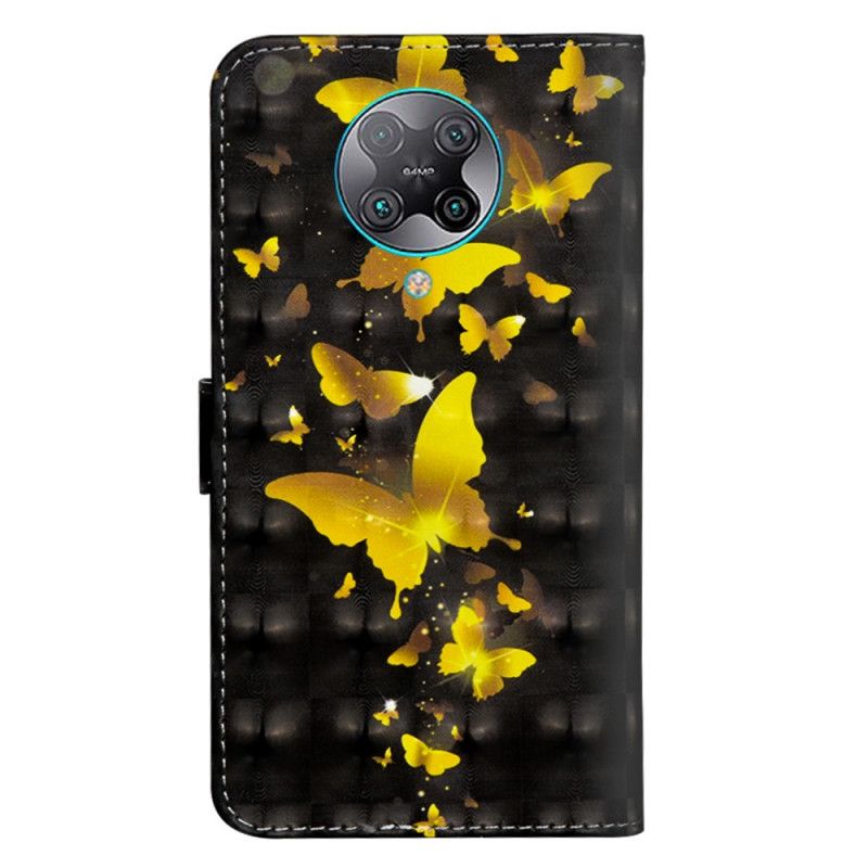 Lederhüllen Xiaomi Poco F2 Pro Gelbe Schmetterlinge