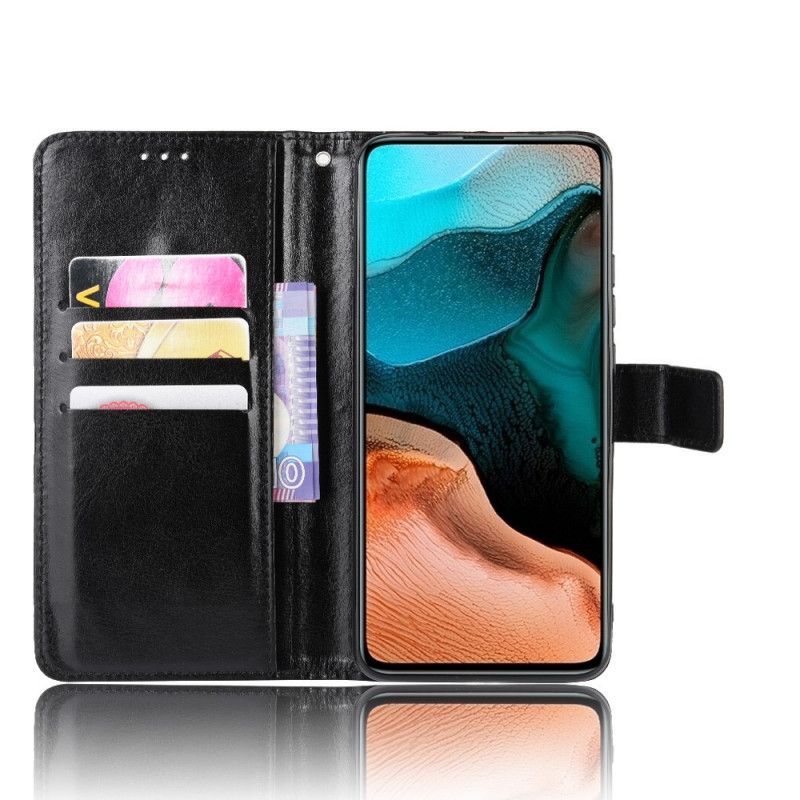 Lederhüllen Xiaomi Poco F2 Pro Schwarz Auffälliges Kunstleder