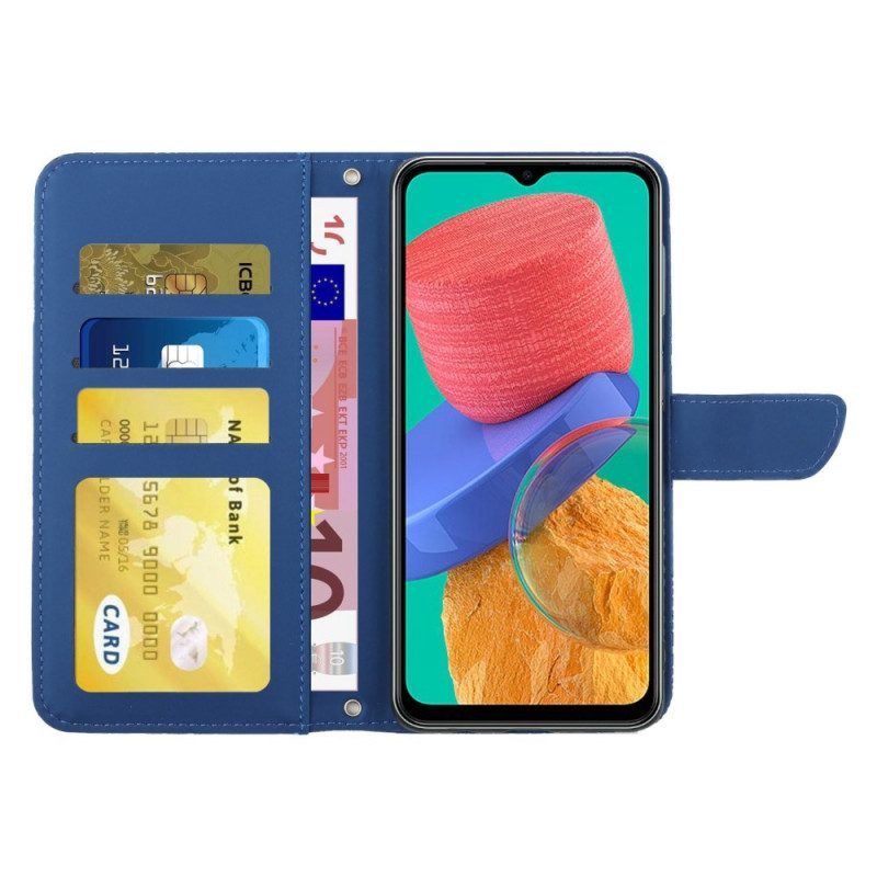 Flip Case Für Samsung Galaxy M33 5G Schmetterlinge Und Schultergurt