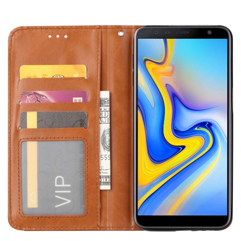Flip Case Für Samsung Galaxy J6 Plus Schwarz Kartenhalter Aus Kunstleder