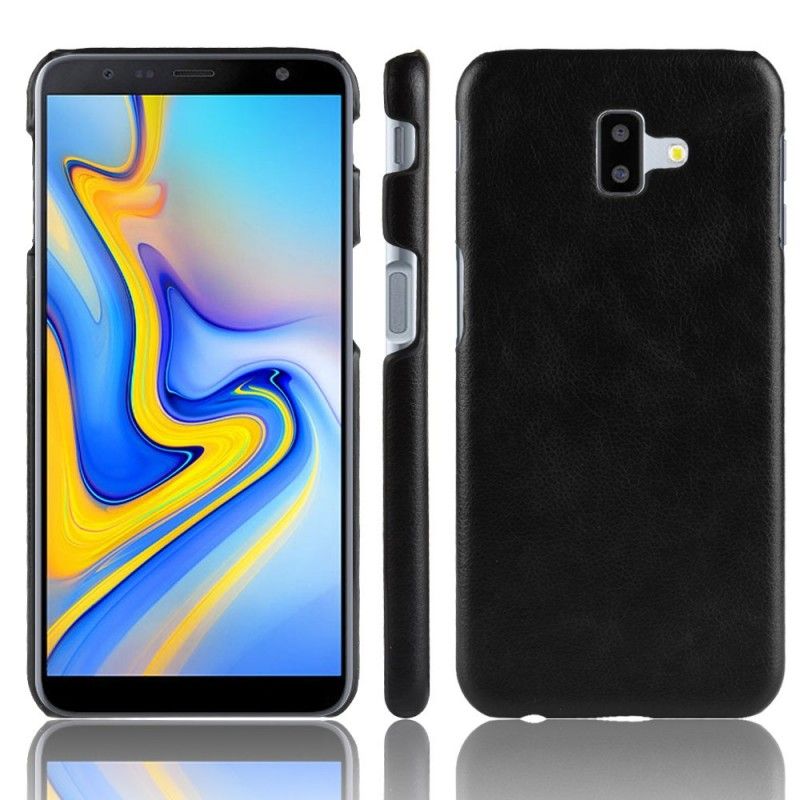 Hülle Für Samsung Galaxy J6 Plus Schwarz Litschileder-Effekt