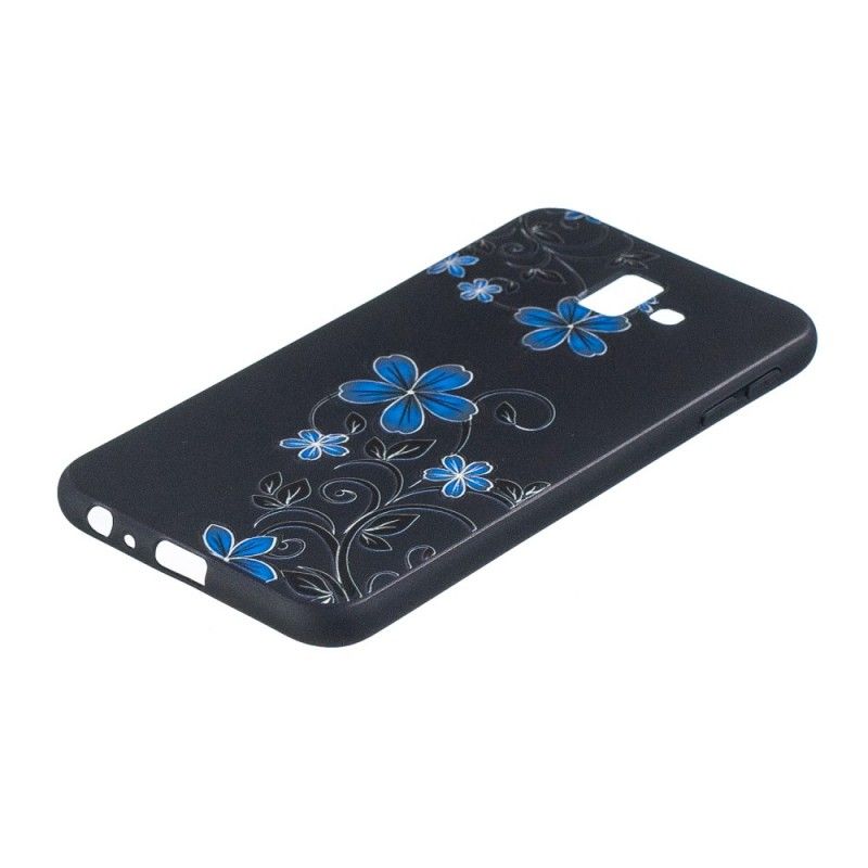 Hülle Samsung Galaxy J6 Plus Handyhülle Blaue Blüten