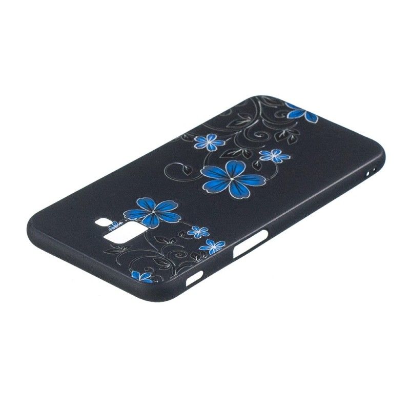 Hülle Samsung Galaxy J6 Plus Handyhülle Blaue Blüten