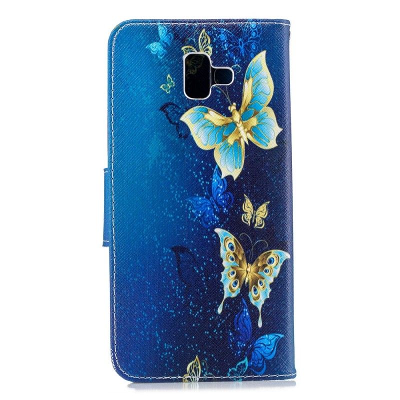 Lederhüllen Samsung Galaxy J6 Plus Pink Schmetterlinge In Der Nacht