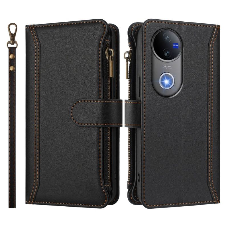 Lederhüllen Für Vivo V50 5g 9 Kartenfächer Und Handschlaufe