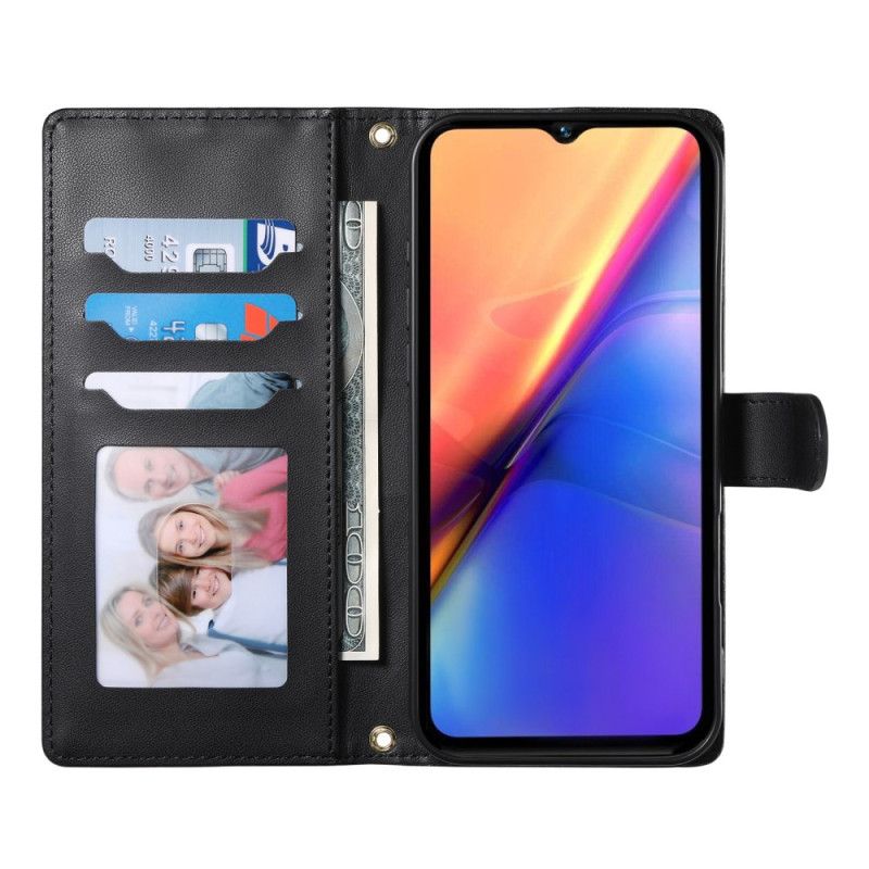 Lederhüllen Für Vivo V50 5g Gesteppt Mit Tragegurt Und Schultergurt