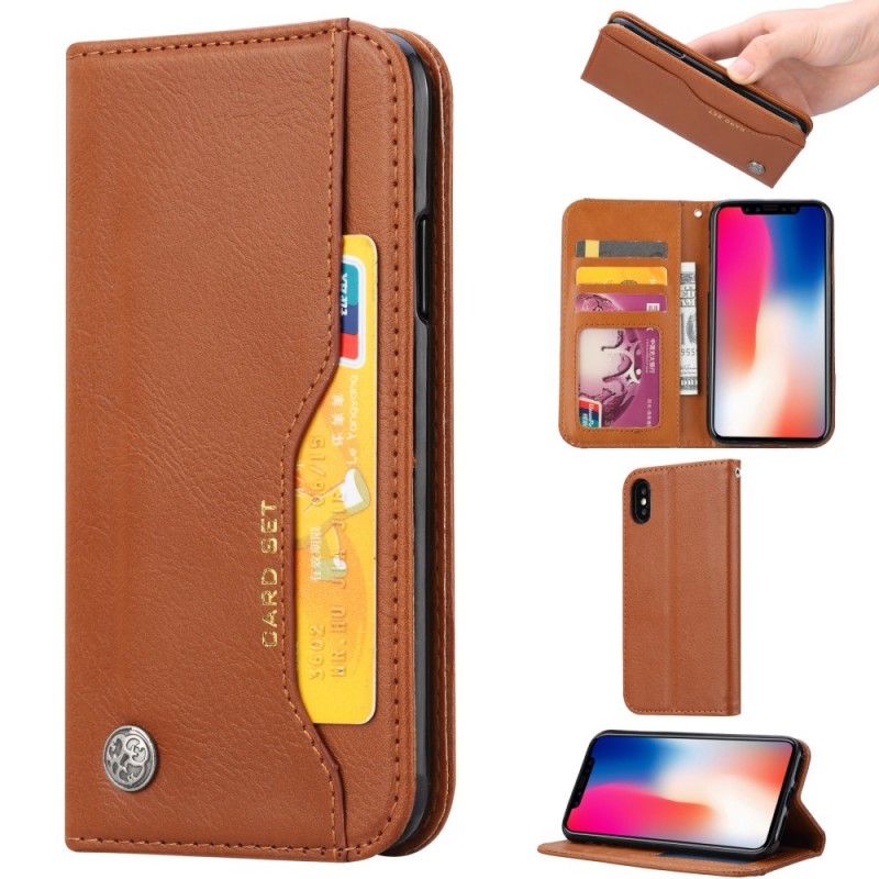 Flip Case iPhone XS Max Schwarz Kartenhalter Aus Kunstleder