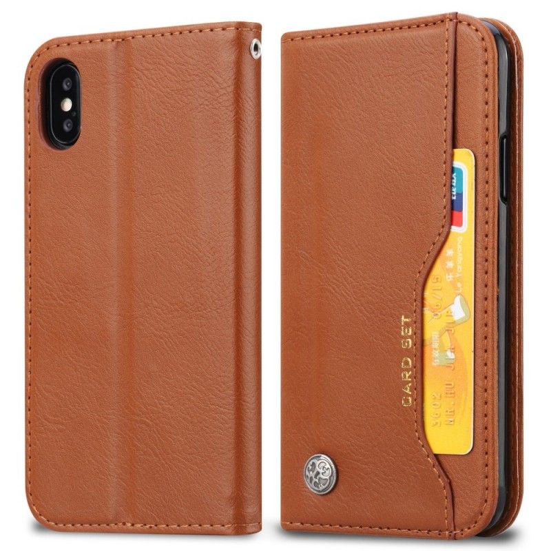 Flip Case iPhone XS Max Schwarz Kartenhalter Aus Kunstleder