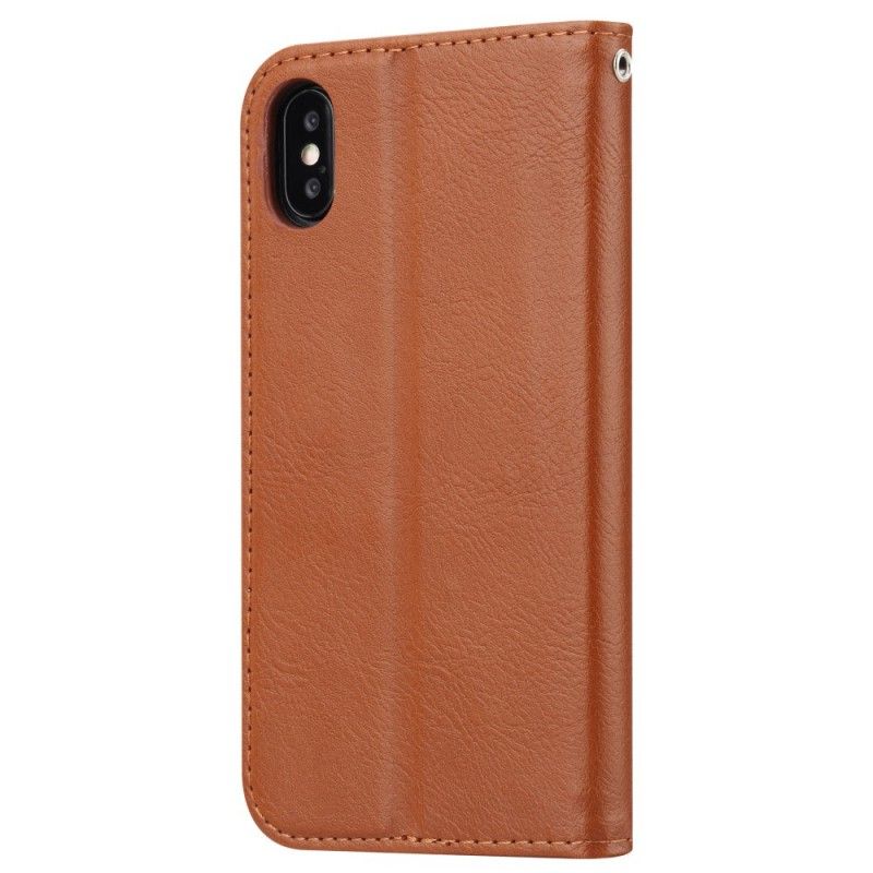 Flip Case iPhone XS Max Schwarz Kartenhalter Aus Kunstleder